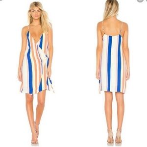 Line dot striped rainbow wrap mini dress